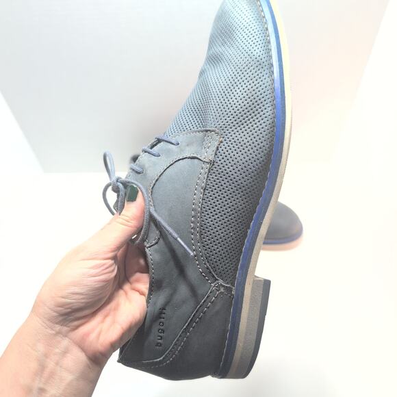 Bugatti Perforated Suede Oxfords Lace Up Dusty Blue Grey Men\'s 44 main image 10